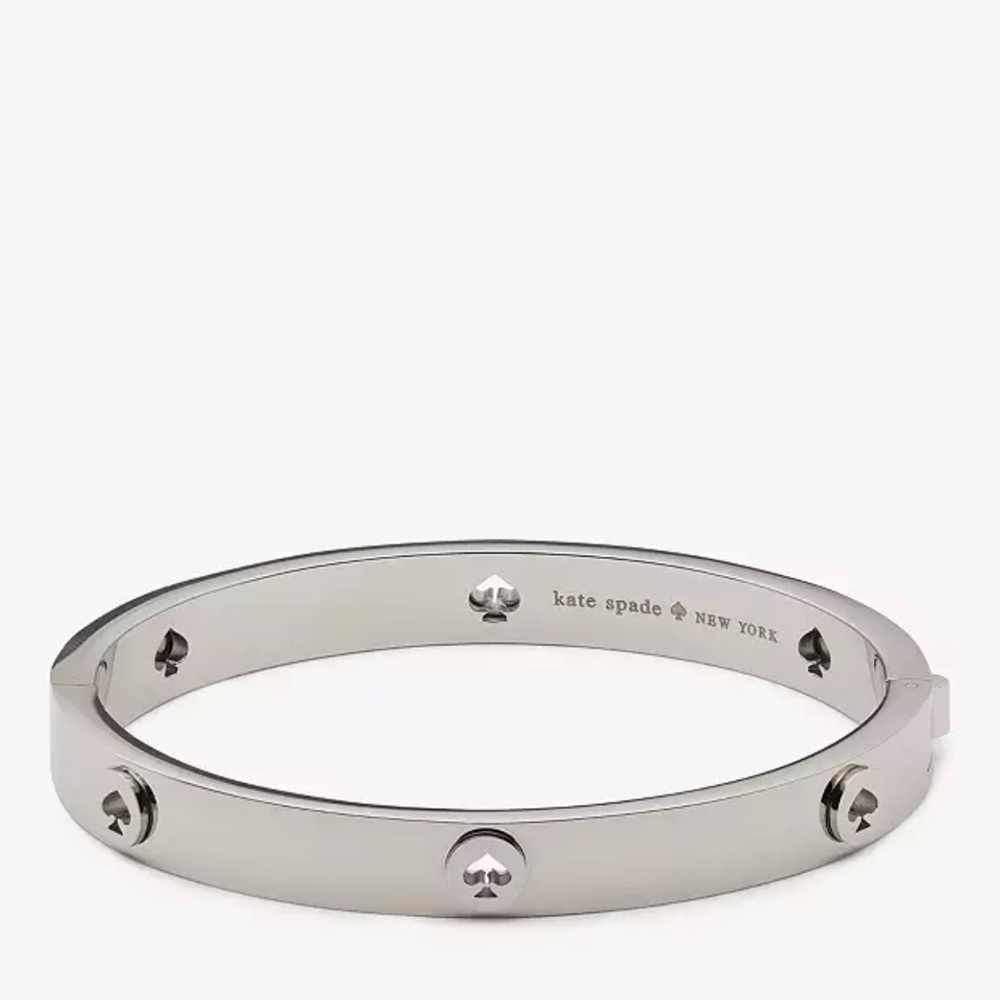 $79 Kate Spade Spot The Spade Studded Hinged Bangle Bracelet Silver